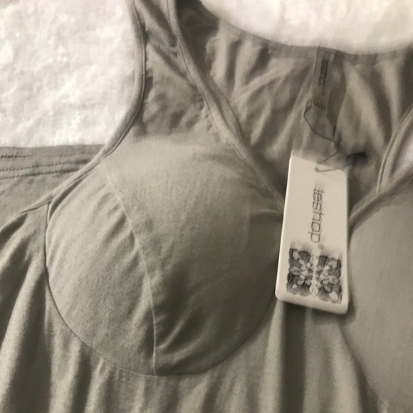 Long gray dress with thick straps with slit - Picture 6 of 8